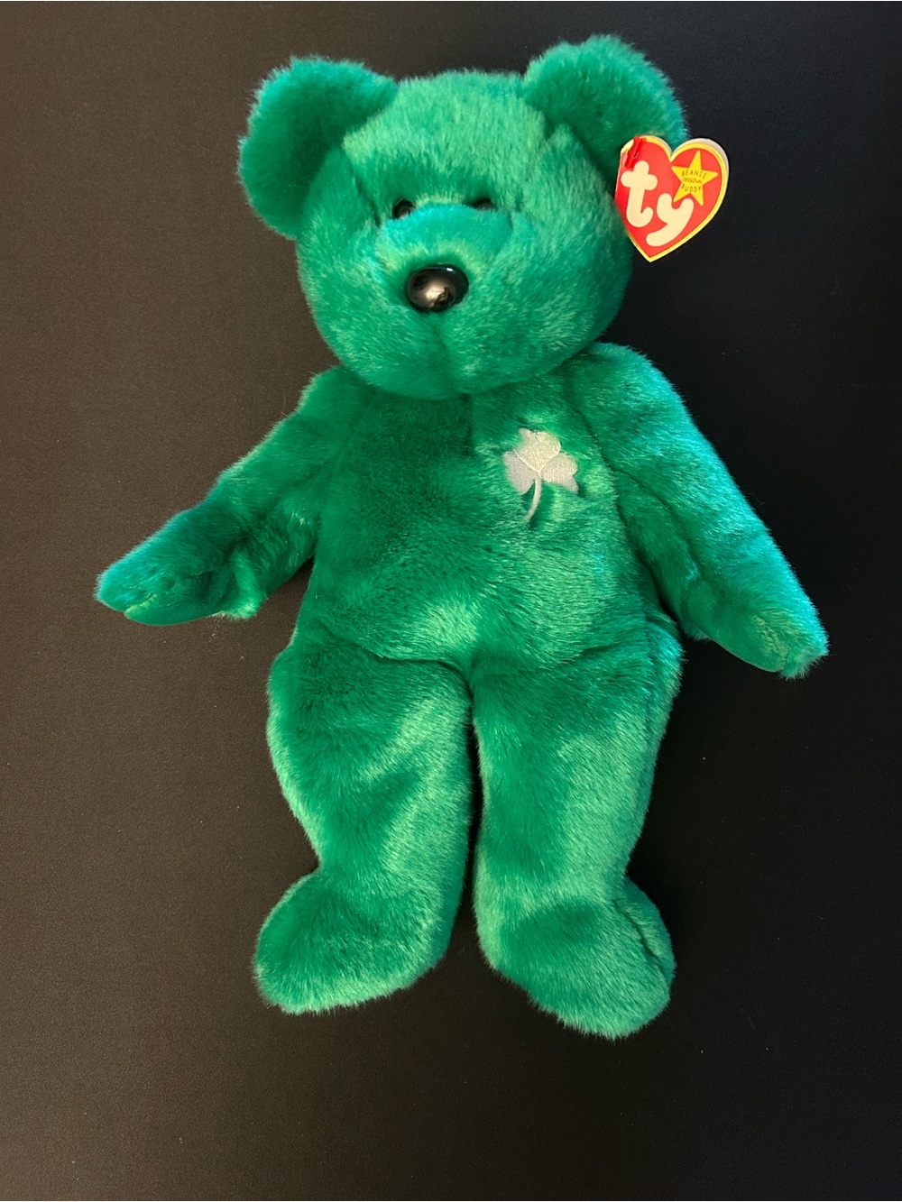 Ty Erin Green Beanie Buddy Bear Plush Irish Shamrock Embroidery Vintage